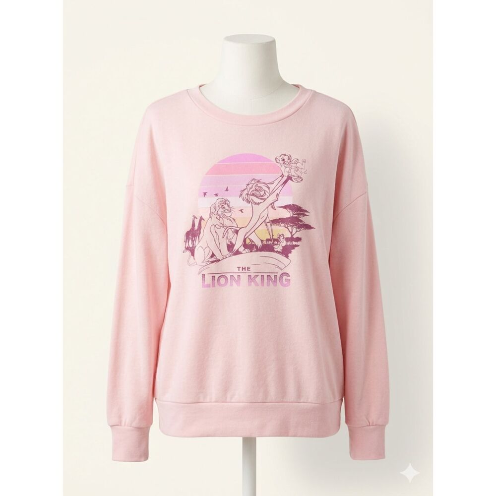Disney The Lion King Pink Lightweight Sweatshirt Medium Long Sleeve EUC